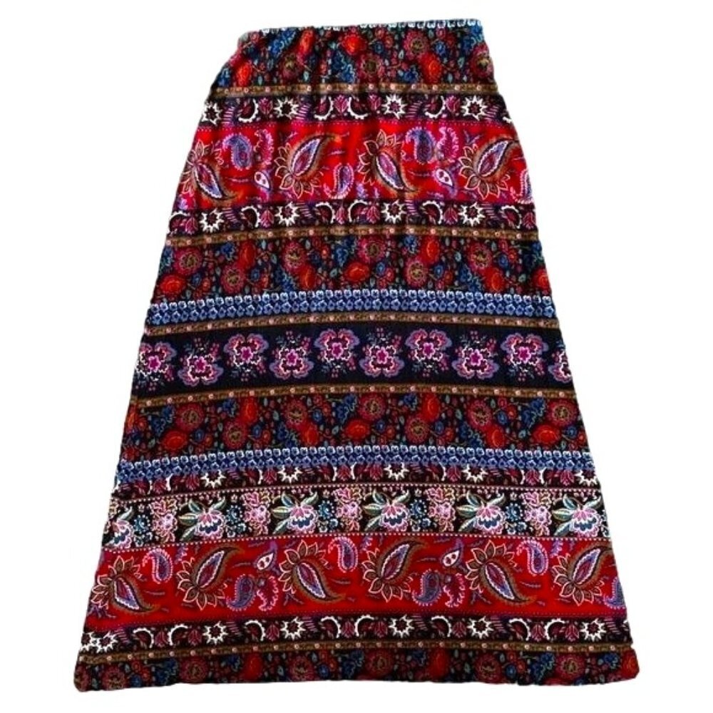 Romanian  bohemian‎ floral ethnic printed designs maxi skirt women Medium
